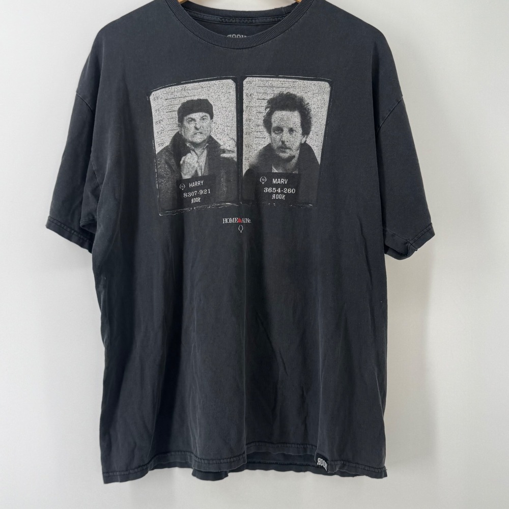 Rook Home Alone Wet Bandits Mugshot Graphic T-Shirt Mens XL Black Limited Ed